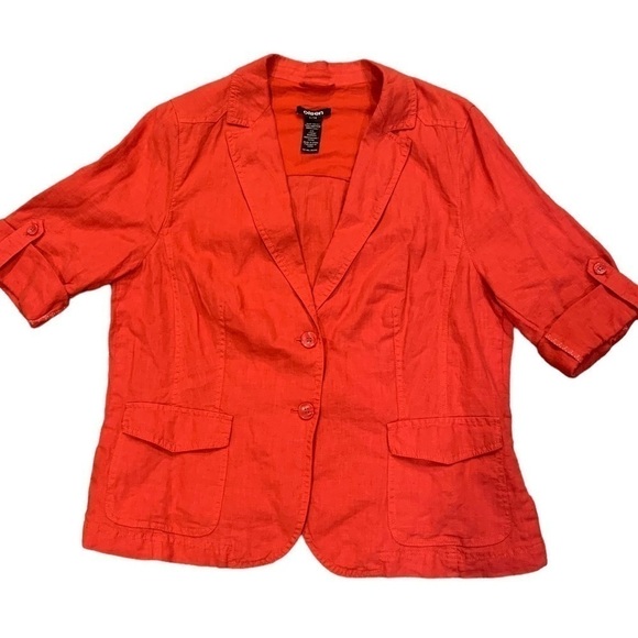 Olsen Red Linen Rolled Cuff Blazer - Picture 6 of 12